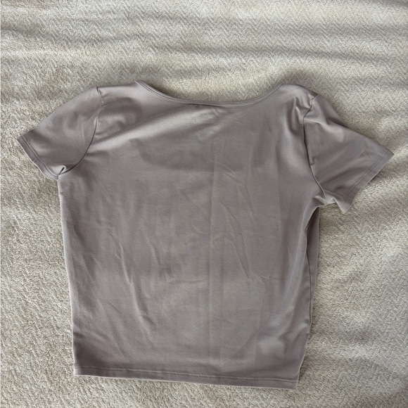 Hollister Women's Square Neck Short Sleeve Top - Tan - Picture 2 of 3